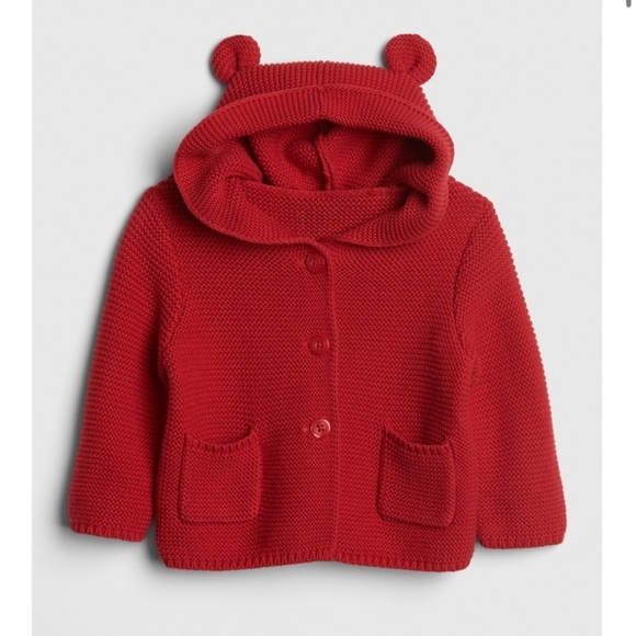 GapBaby Bear Garter Cardigan red 3/6m - Picture 1 of 4